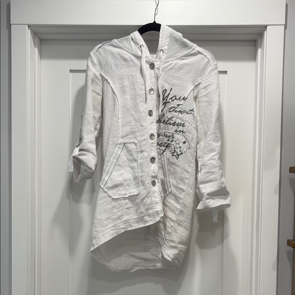 Women's White Oversized Linen Top